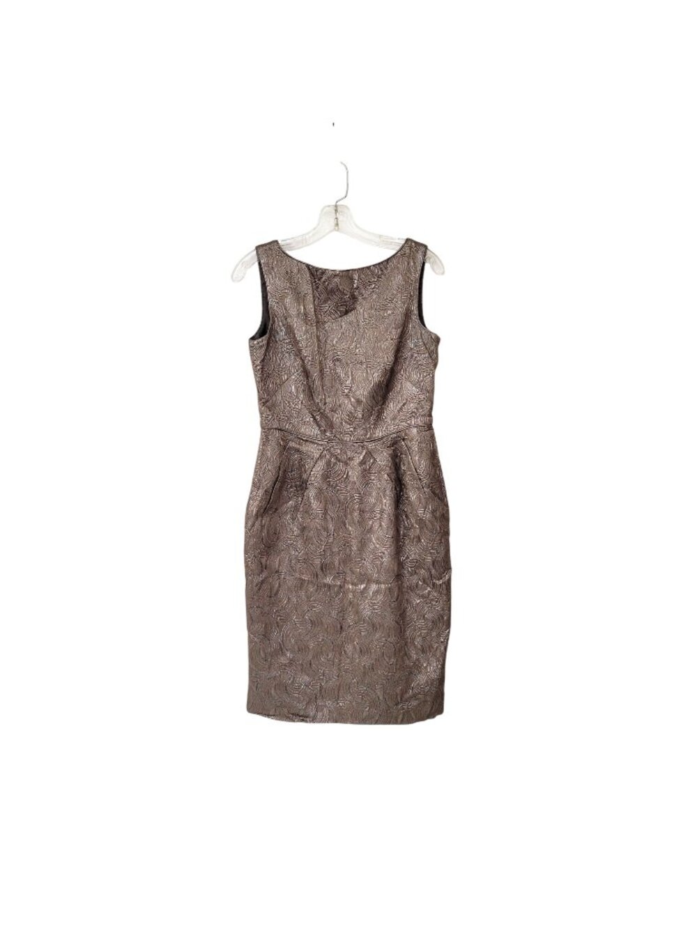 Banana Republic Metallic Textured Sleeveless Sheath Dress Size 6 Brown Taupe